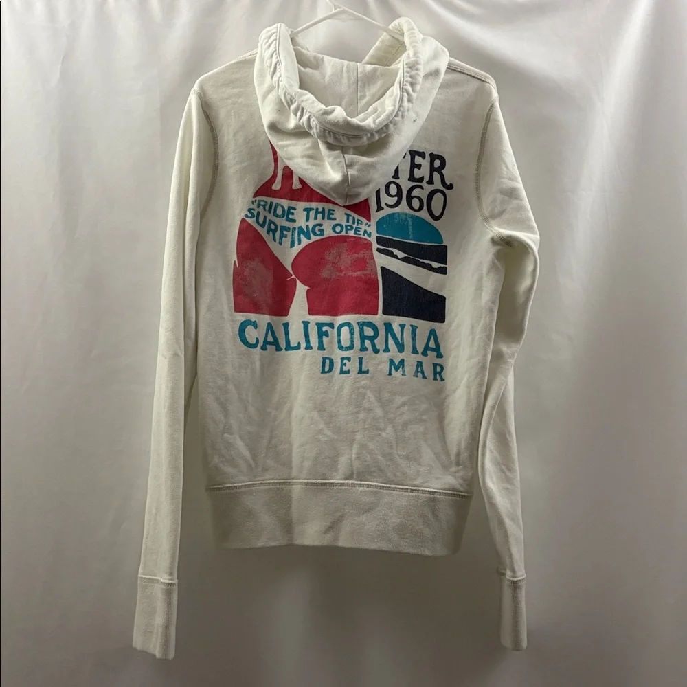 Hollister White Men's Hoodie Size Medium Fill Zip California - Picture 8 of 9